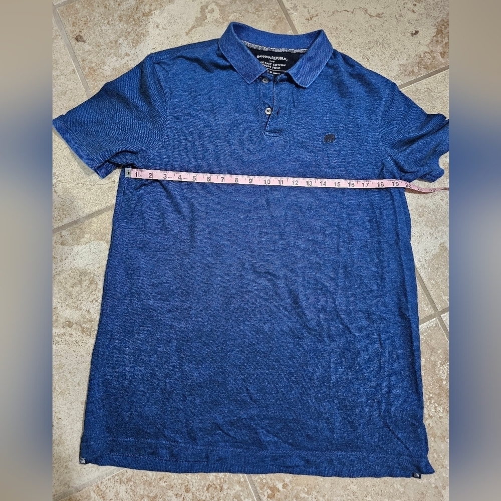 Banana Republic Men L Tall Organic Cotton Pique Polo Navy Blue Archival Luxury - Picture 5 of 6